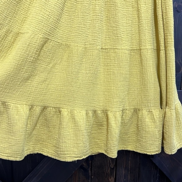 Ashley Stewart Maxi Set 18 20 Yellow Skirt Gauzy Flutter Boho Matching Stretch - Picture 9 of 12